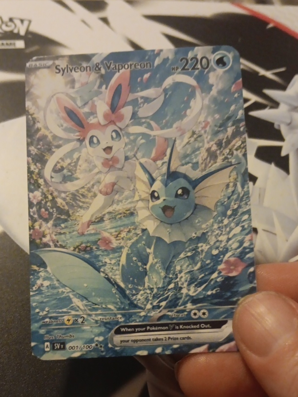TCG Sylveon & Vaporeon Full Art Card - Blue/Pink